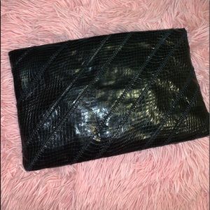RONAY VINTAGE GENUINE LEATHER & SNAKE CLUTCH CROSSBODY
